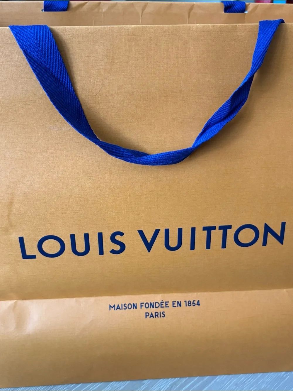 Louis Vuitton Large Shopping Bag with Blue Handles
